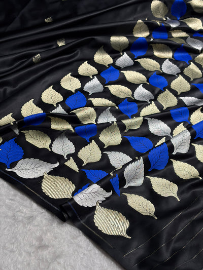 Black Shades Banarasi Booti Pattern Mashru Silk Saree MSM-136