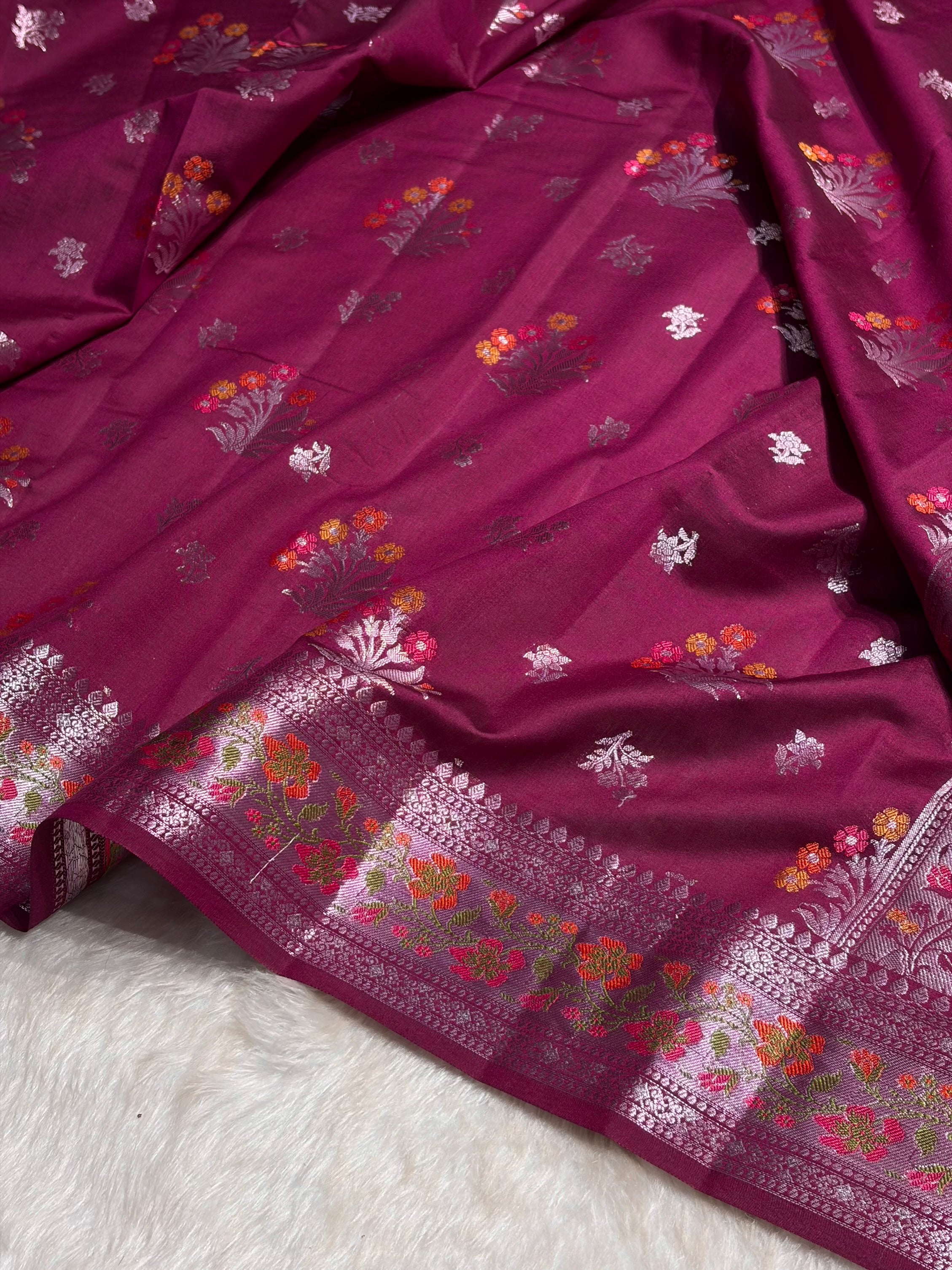 Minakari Wine Shades Pure Chiniya Silk CH-01