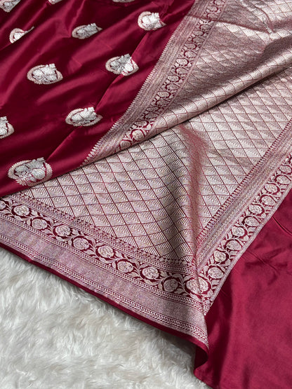 Garnet Shades Minakari Boota Mashru Silk Saree MS35