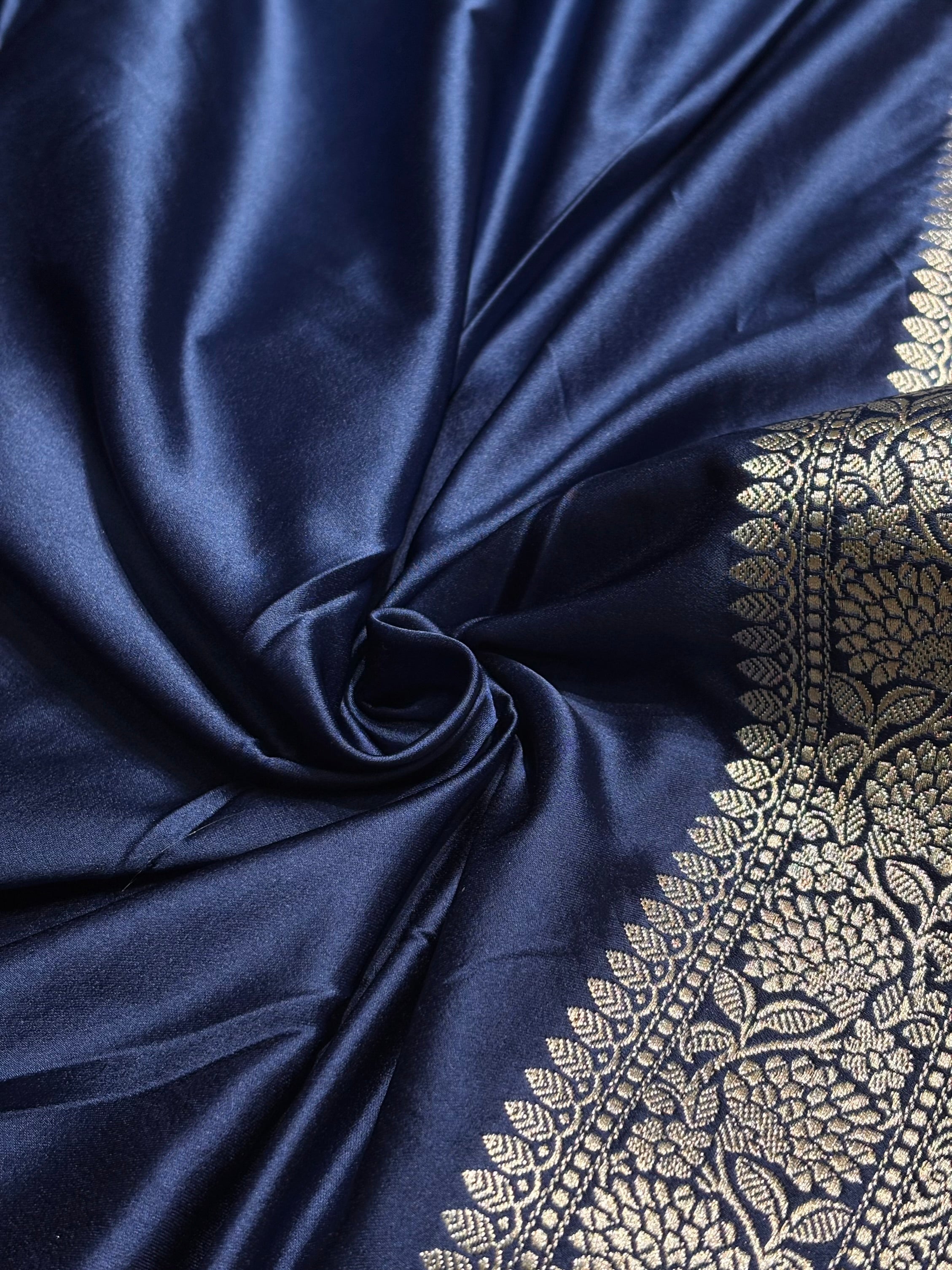 Navy Shades Booti Mashru Silk Saree MS65