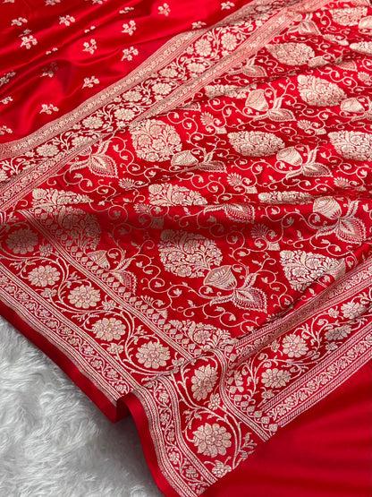 Red Shades Banarasi Boota Pattern Floral Mashru Silk Saree MSM-106