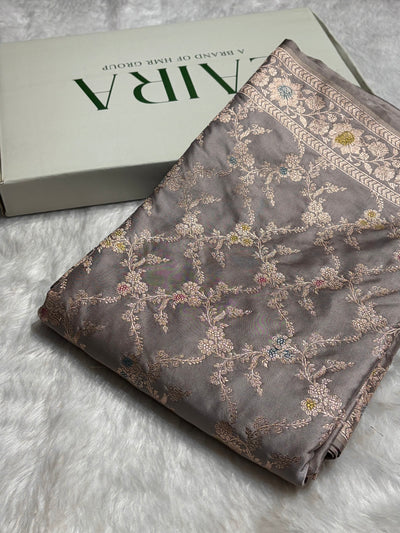 Gray Shade Minakari with Jaal Pattern Mashru Silk Saree MCS56