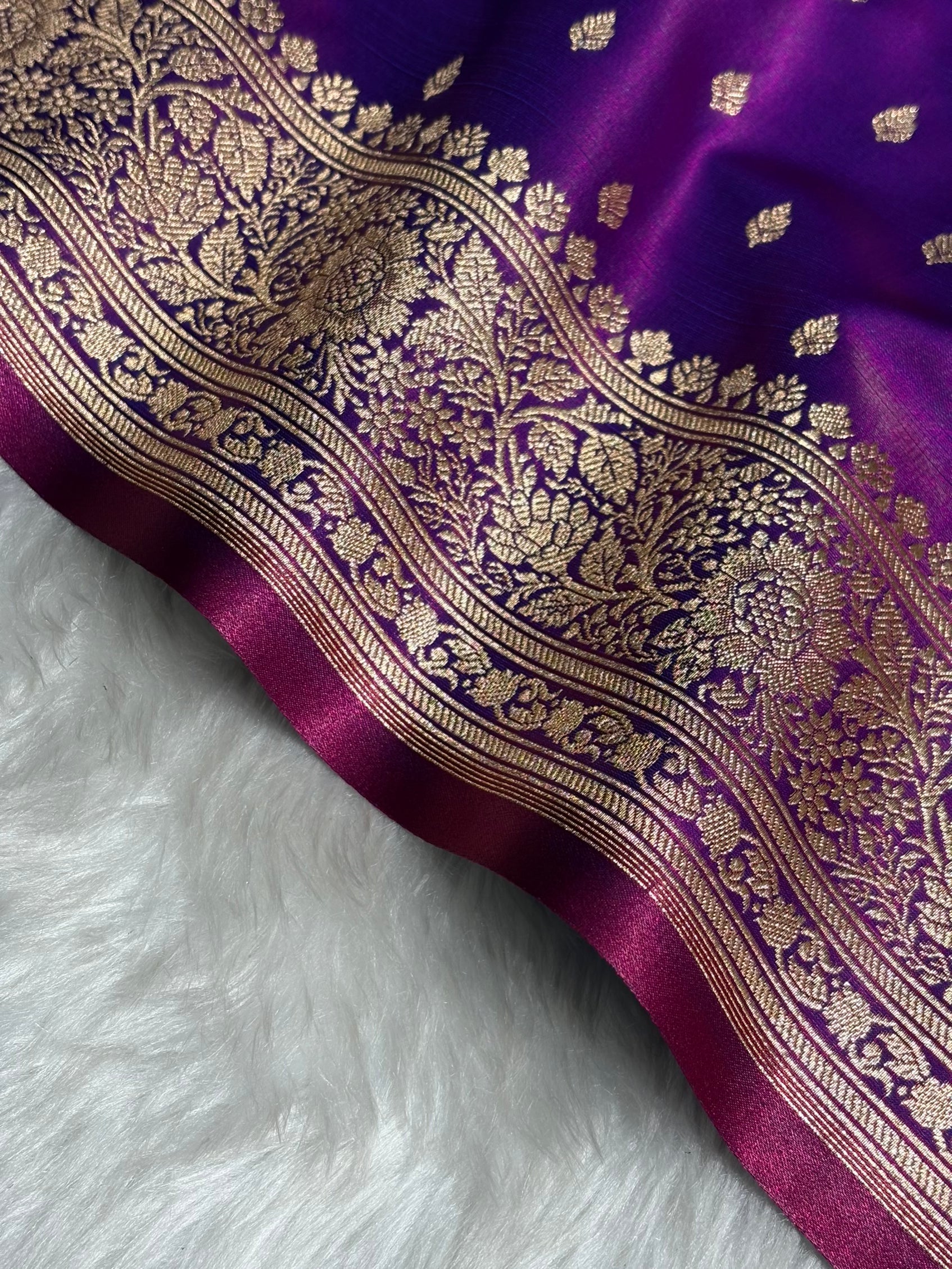 Ultra Light Weight Satin Silk Booti in Purple Cross Shades SS06