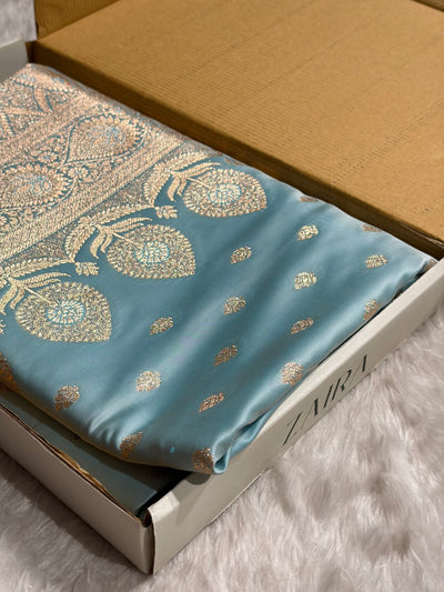 Katan Silk Saree In Powder Blue Shades SK10