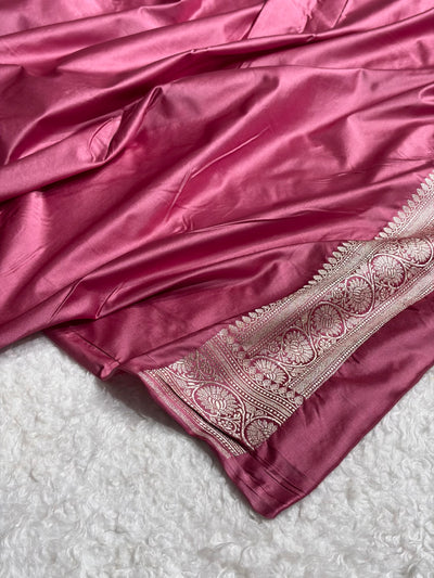 Banarasi Mauve Pink Shades Jaal Mashru Silk Saree MCS63
