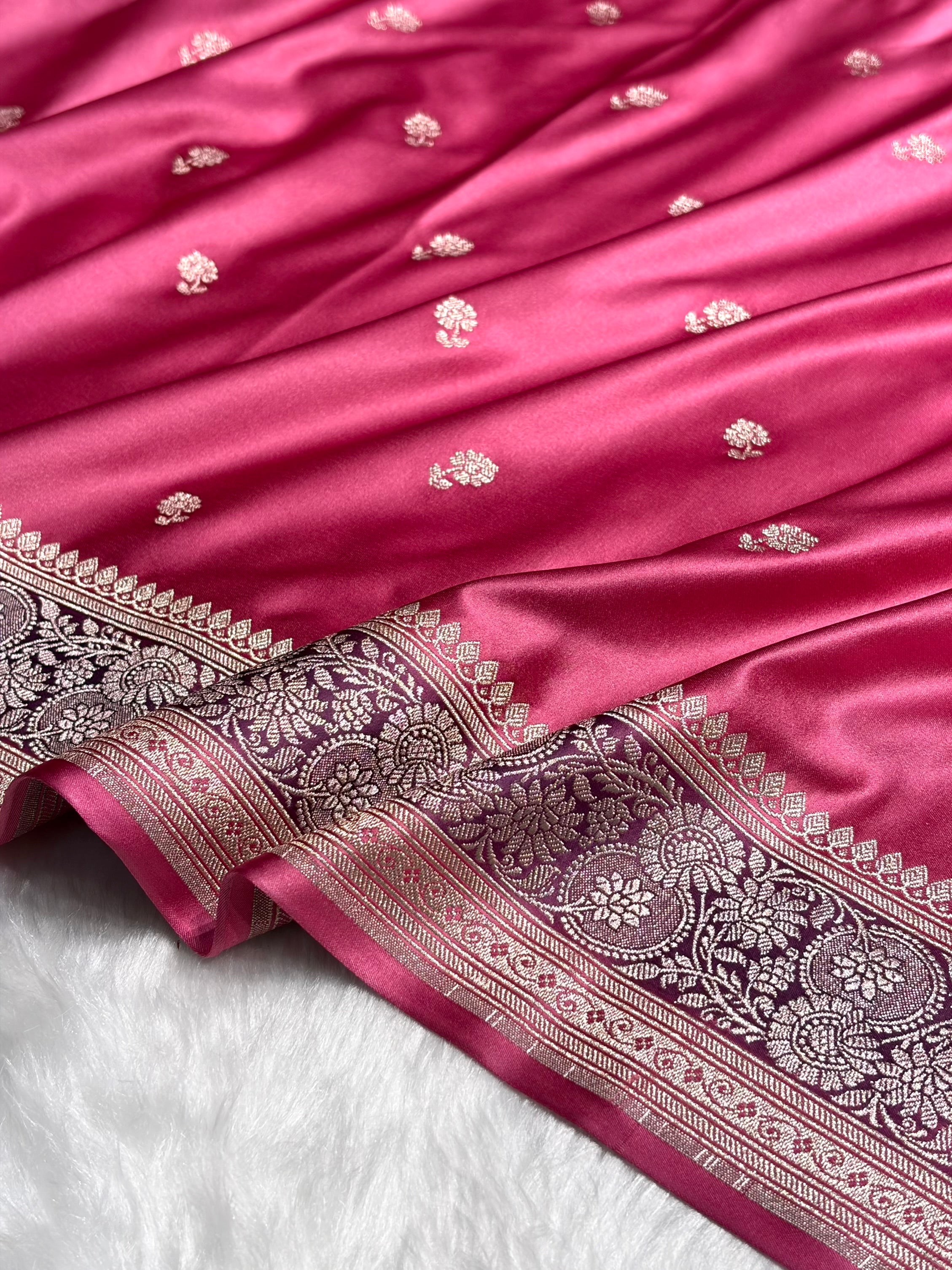 Baby Pink Shades Booti Mashru Silk Saree MS73
