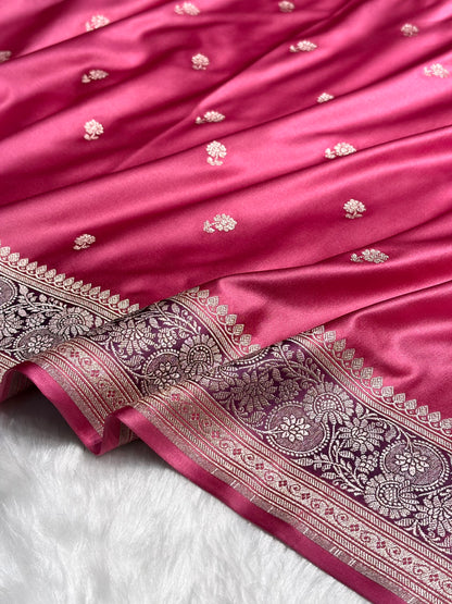 Baby Pink Shades Booti Mashru Silk Saree MS73