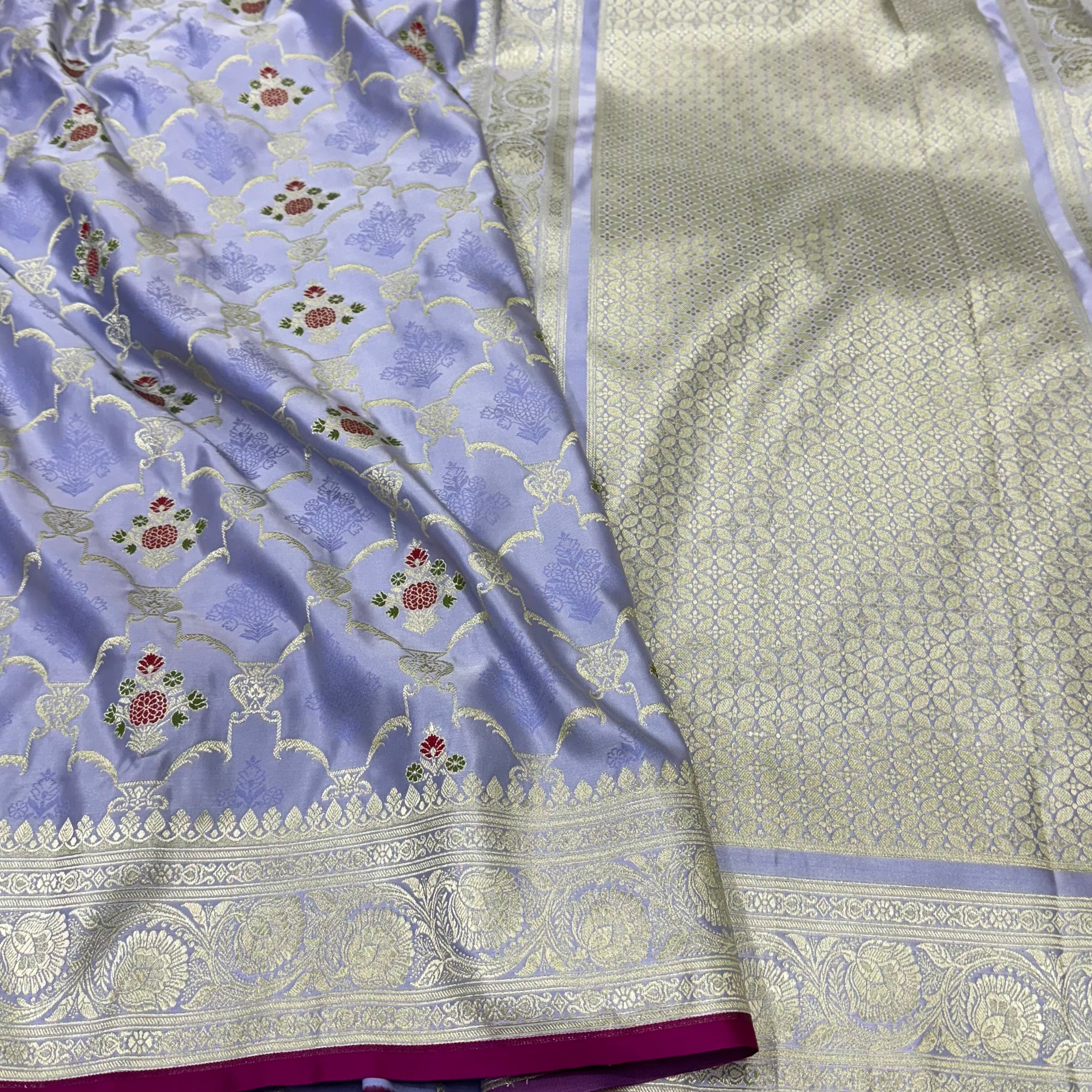 Pastel Blue Tanchoi Mashru Silk Saree