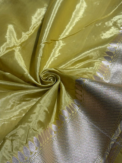 Lemon Green Crepe Silky Katan Banarasi Saree CSK-01