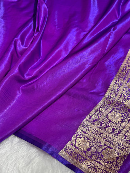 Light Wight Satin Silk Jaal in Purple magenta Shades