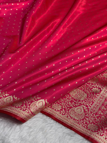 Ultra Light Weight Satin Silk Boota in Rani Shades SS31