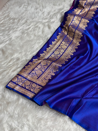 Royal Purple Booti Pattern Satin Katan Silk Saree SK51