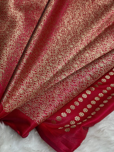 Banarasi Cross Rani Shades Banarasi Satin Silk Saree SS35