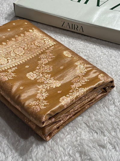 Ivori Shades Satin Silk Saree Banarasi Cross with booti SS22