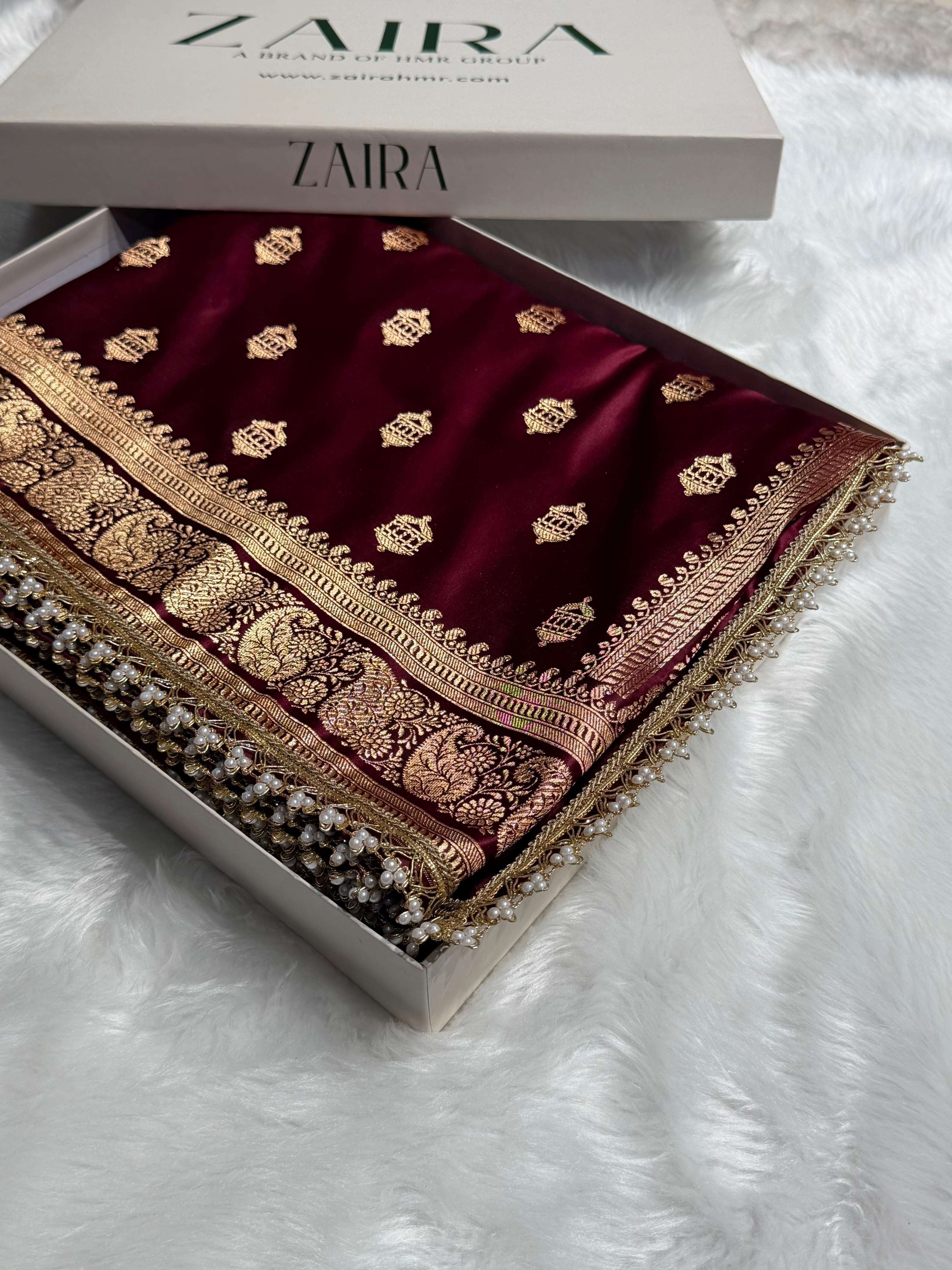 Banarasi Satin Katan Saree Booti Pattern With Gotta Patti in Chocolate Shades SKGP137