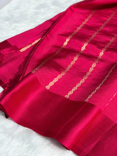 Dark Pink Shades Rangkart Handwoven Pure Katan Paper Silk RM-44