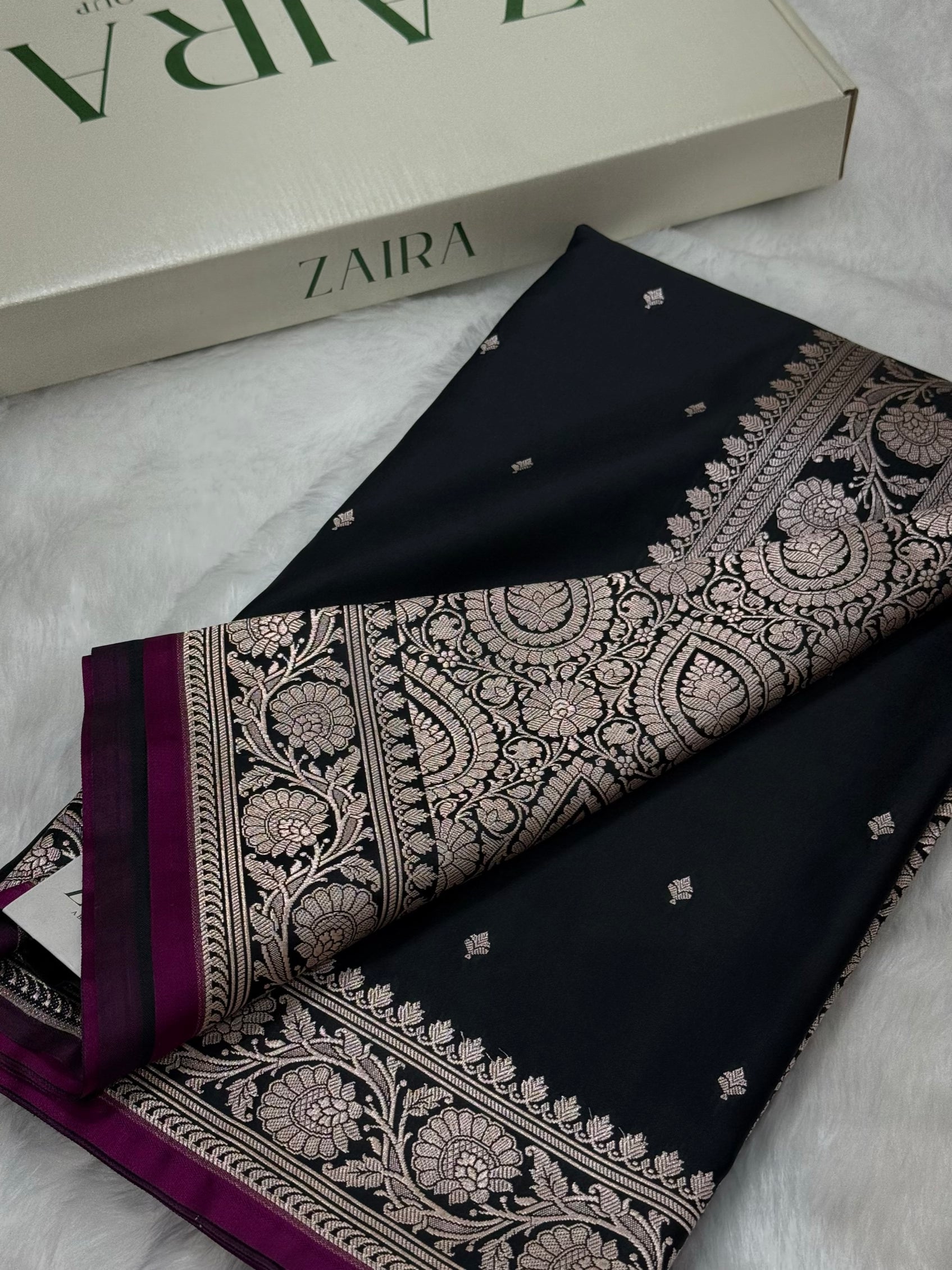 Black Shades Floral Mashru Silk Saree MSM 71