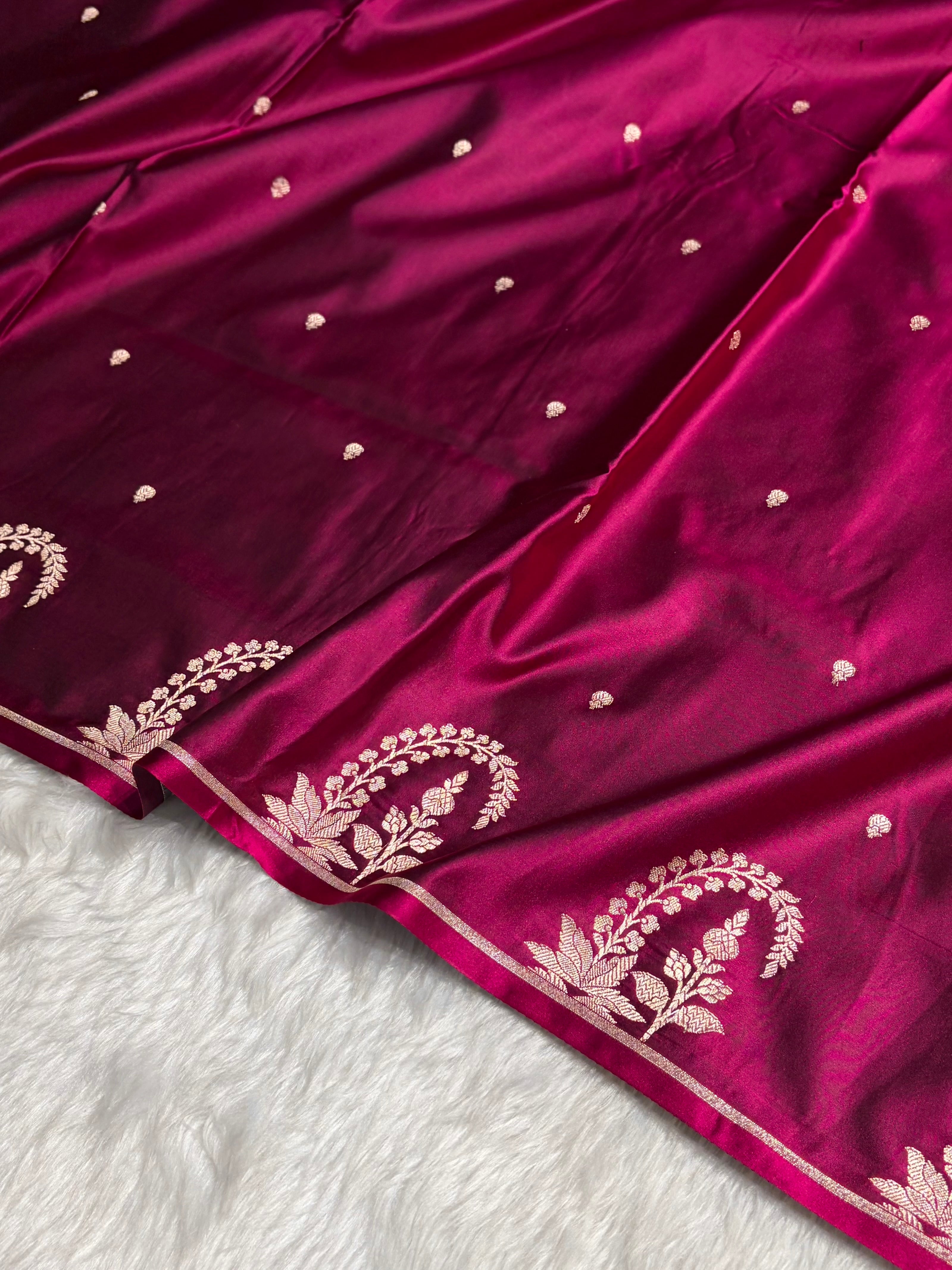 Wine Boota With Floral Border Mashru Silk Saree MSM-95