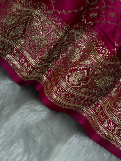 Rani Jaal Satin Katan Silk Saree SK21