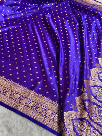 Banarasi Royal Purple Booti Katan Silk Saree SK01