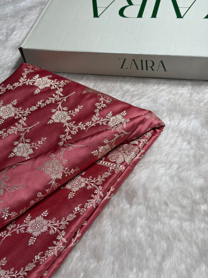 Pink Shades Mashru Silk Banarasi Saree With Jaal Pattern MS71