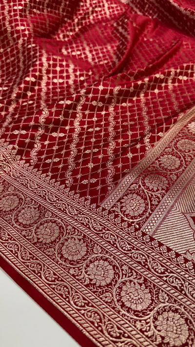 Red Banarasi Brocade Soft Katan Silk Saree SK44