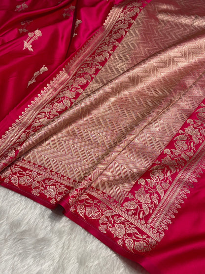 Cross Rani Boota With Floral Border Mashru Silk Saree MSM-92