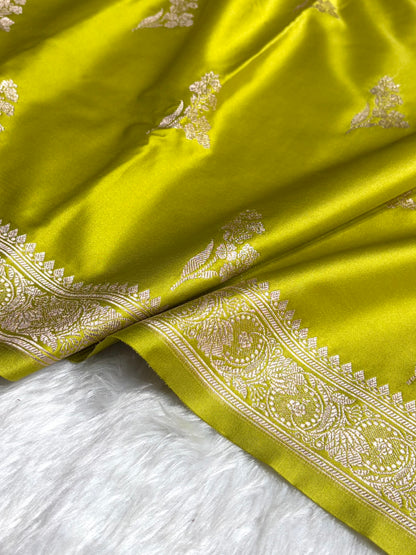 Liril Green With Floral Border Mashru Silk Saree MSM-97