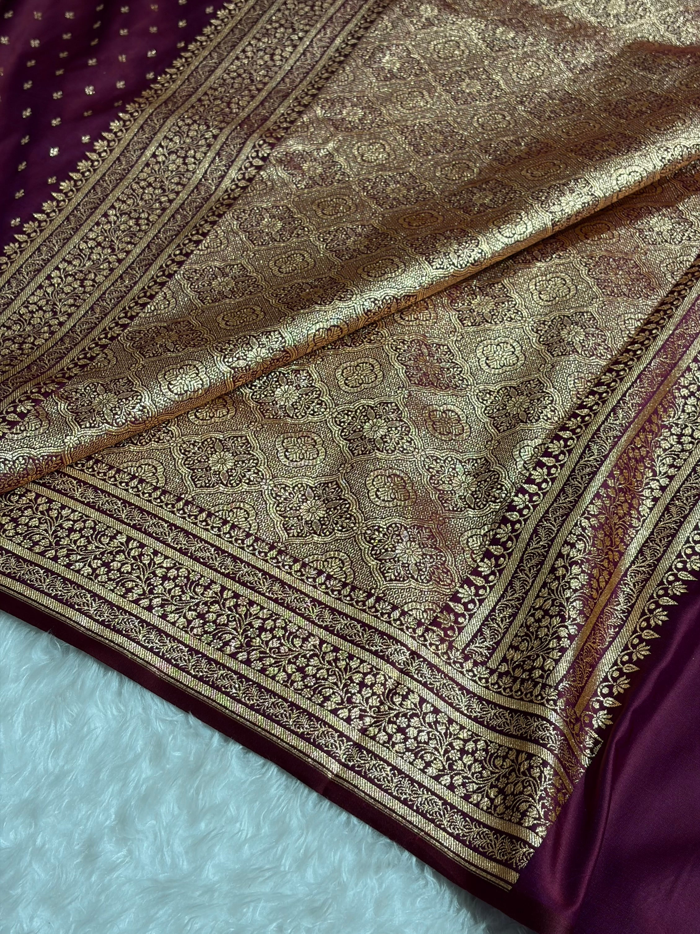 Banarasi Satin Katan Saree in Cross Garnet Shades SK88
