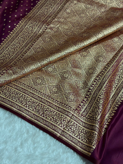 Banarasi Satin Katan Saree in Cross Garnet Shades SK88