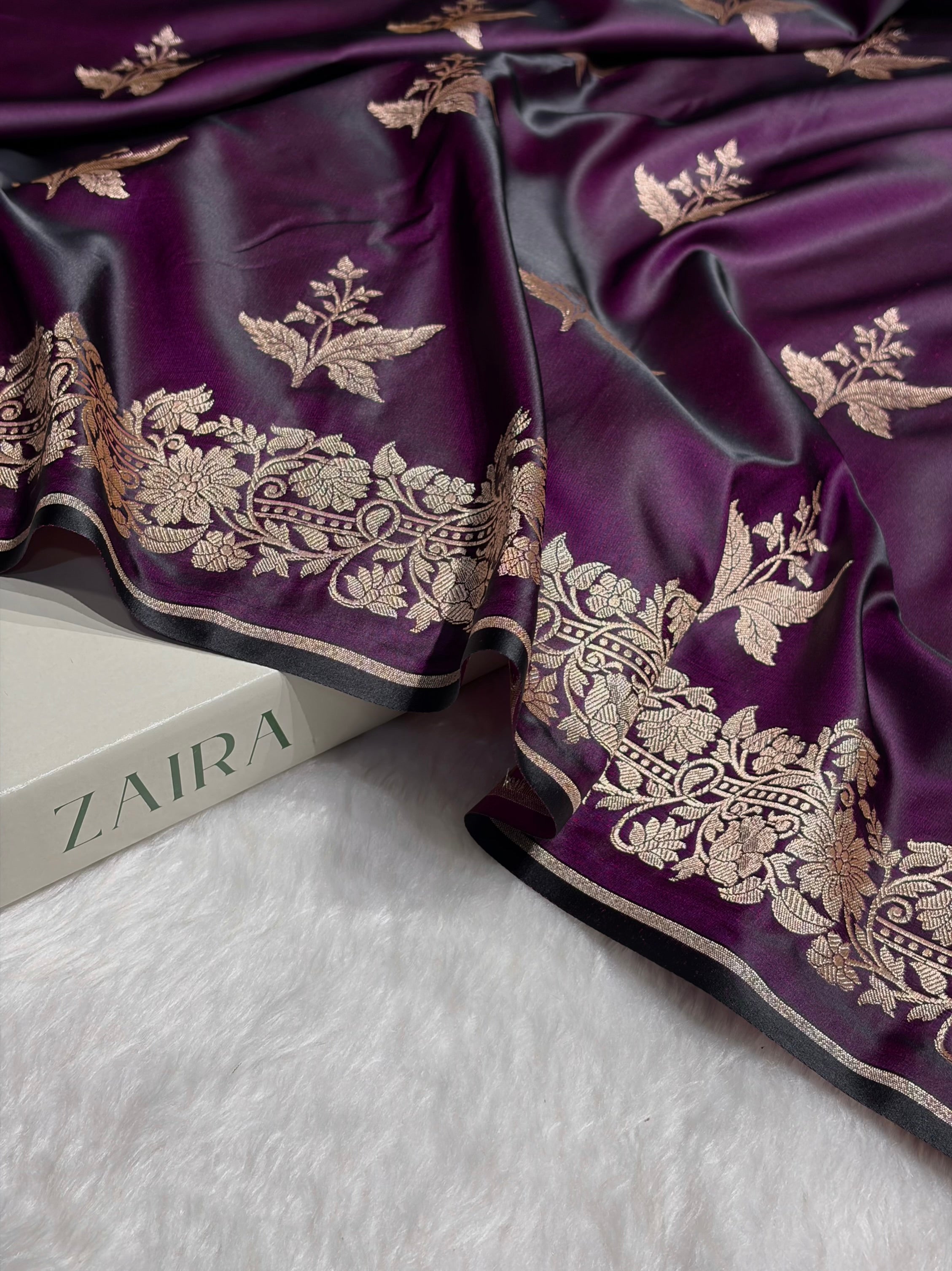 Dark Purple Shades Floral Boota Mashru Silk Saree MSM-67