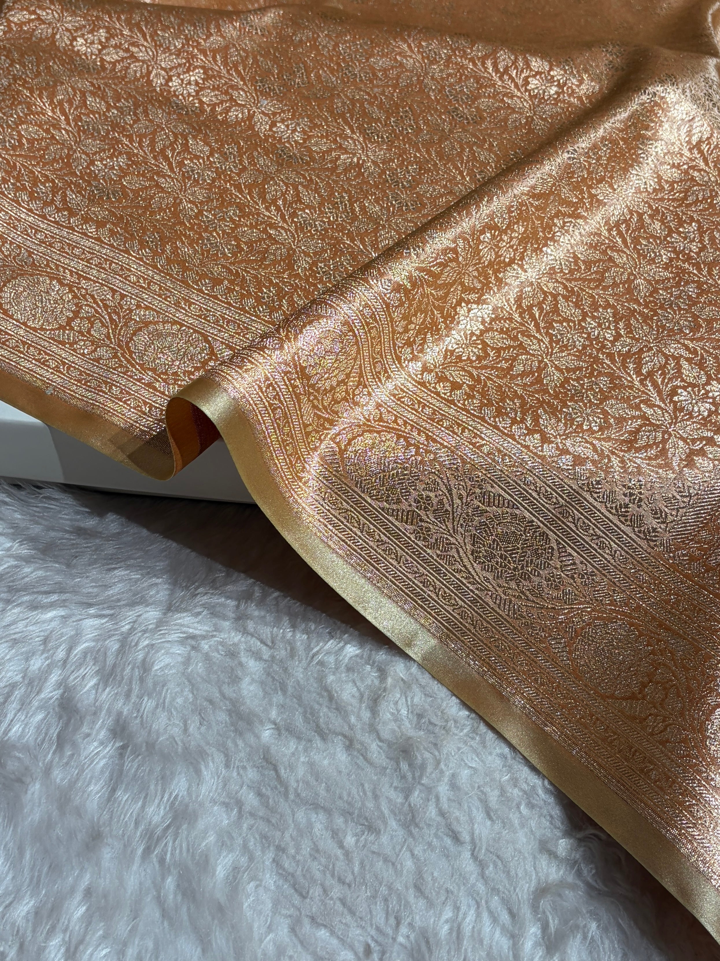 Ivory Shades Brocket Satin Silk Saree Banarasi Saree Shades SS30