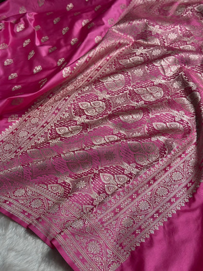 Pink Shades Floral Border Boota Mashru Silk Saree MCS66