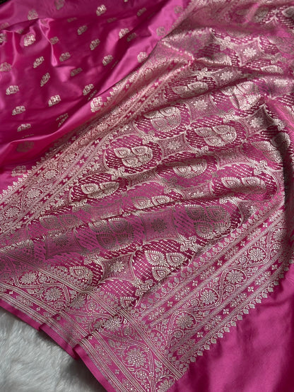 Pink Shades Floral Border Boota Mashru Silk Saree MS66