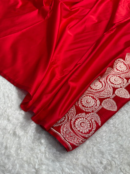 Red Shades Banarasi Boota Pattern Floral Mashru Silk Saree MSM-110