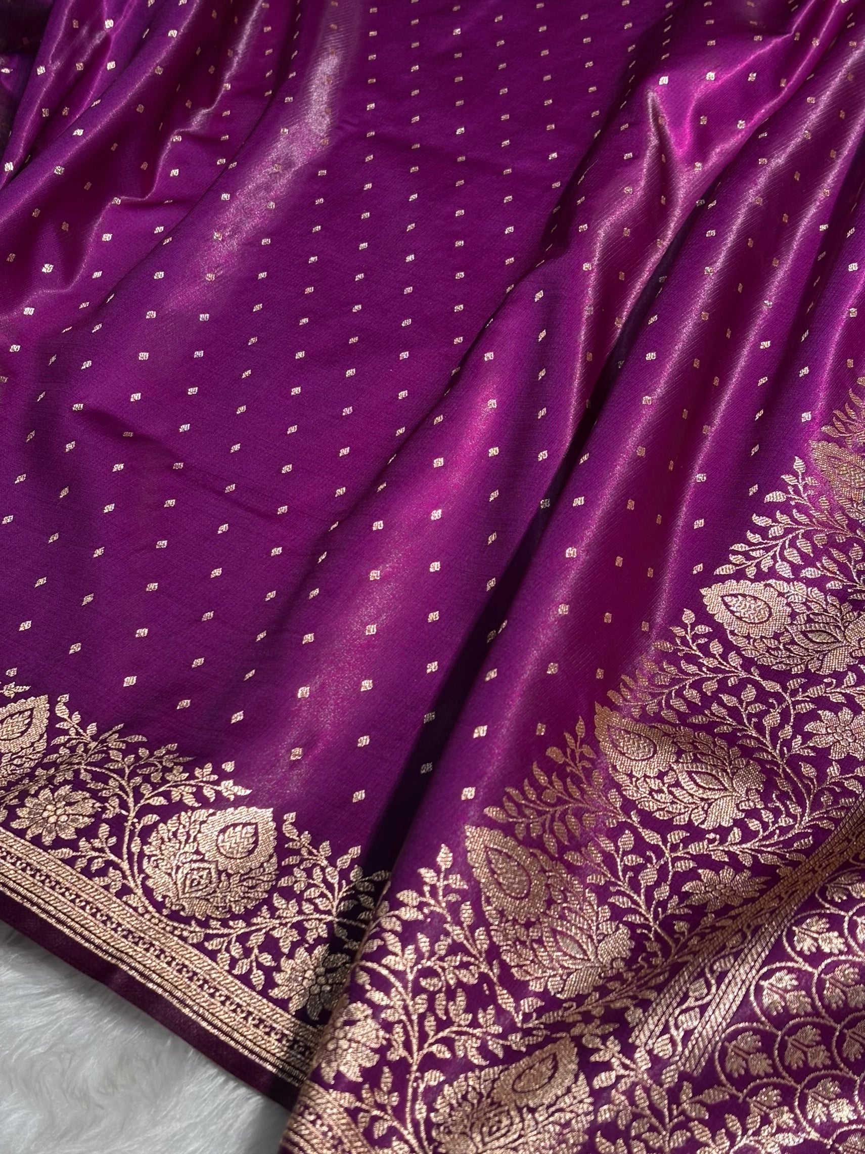 Ultra Light Weight Satin Silk Boota in Purple Shades SS31