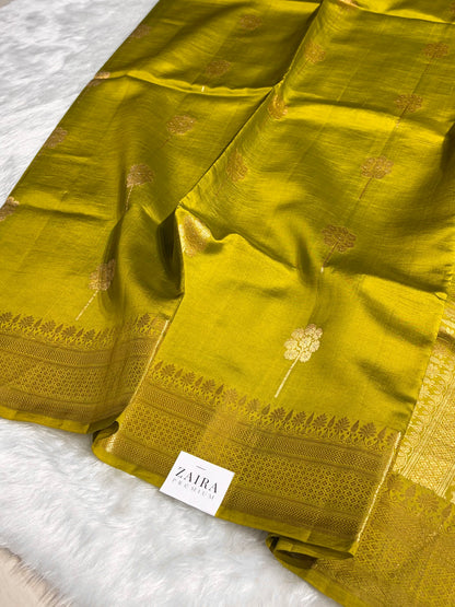 Liril Mehendi Shades Handwoven Pure Raw Mango Silk RM-47