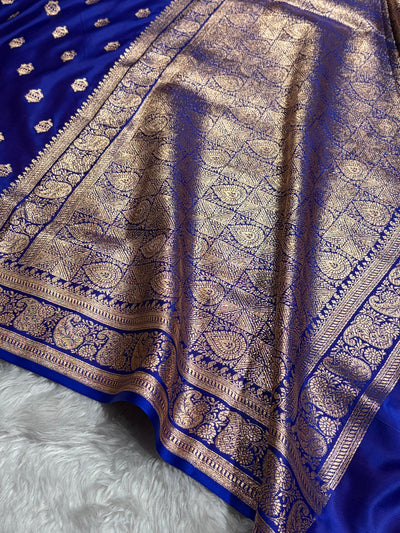 Banarasi Satin Katan Saree Booti Pattern in Royal Purple Shades SK137