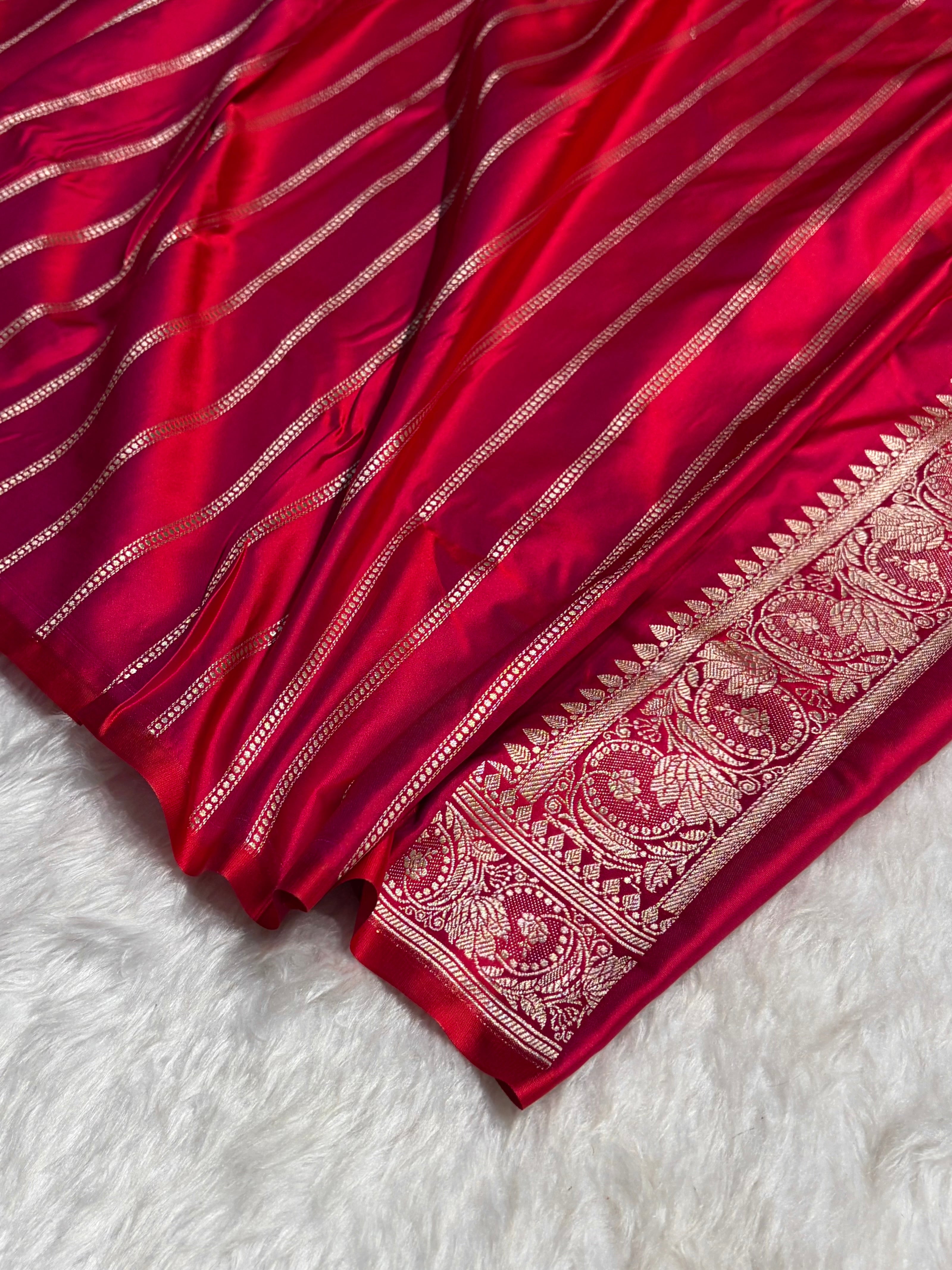 Reddish Magenta With Floral Border Mashru Silk Saree MSM-97