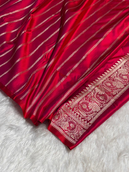 Reddish Magenta With Floral Border Mashru Silk Saree MSM-97