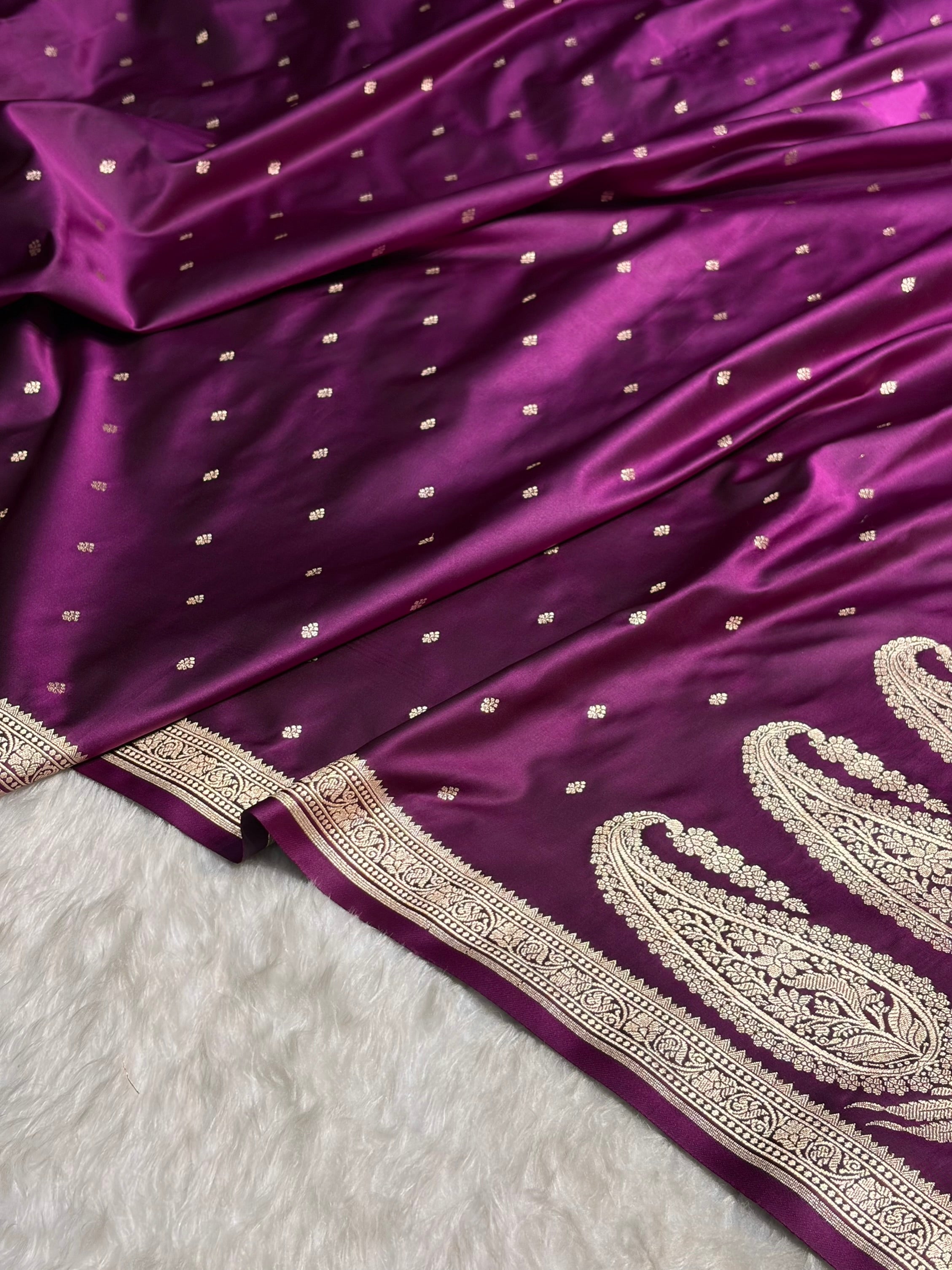 Premium Banarasi Satin Katan Saree in Wine Shades SK90