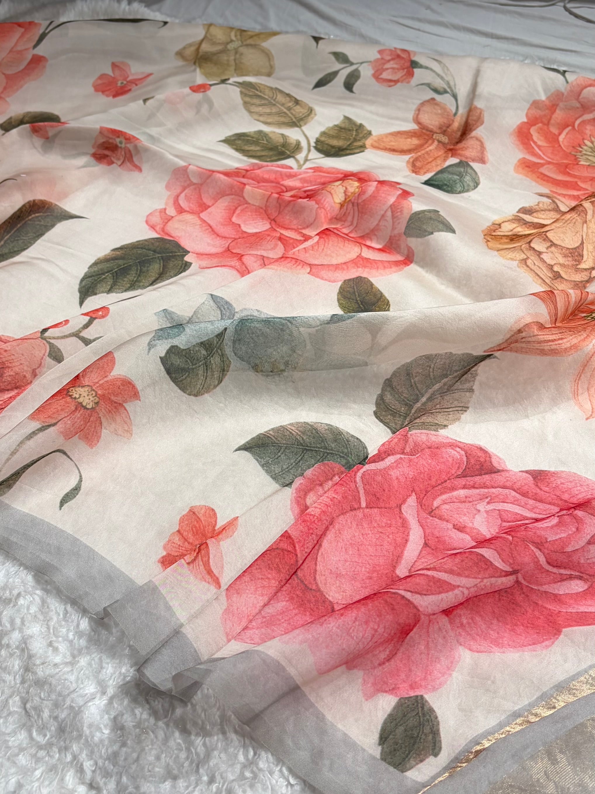 Pastel Organza with Pastel Multicolor Florals POP11