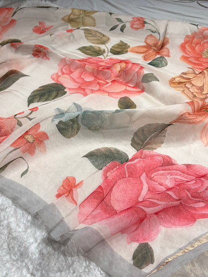Pastel Organza with Pastel Multicolor Florals POP11