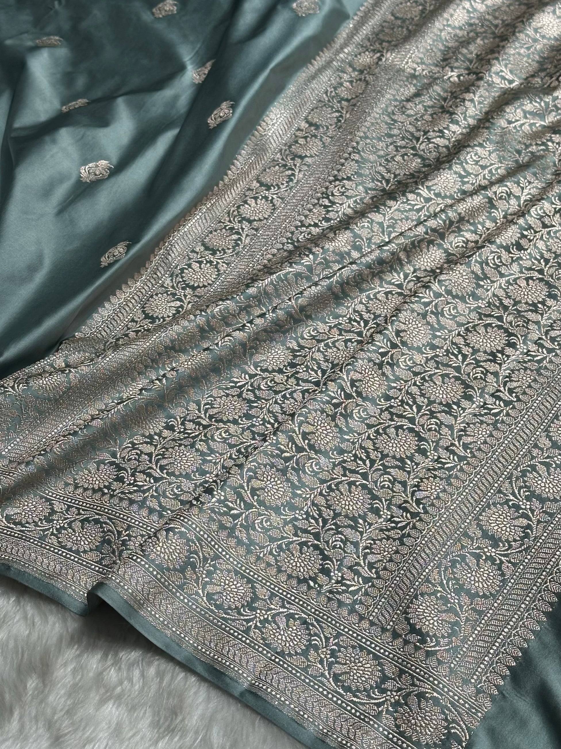 Turquoise Boota Mashru Silk Saree MS25