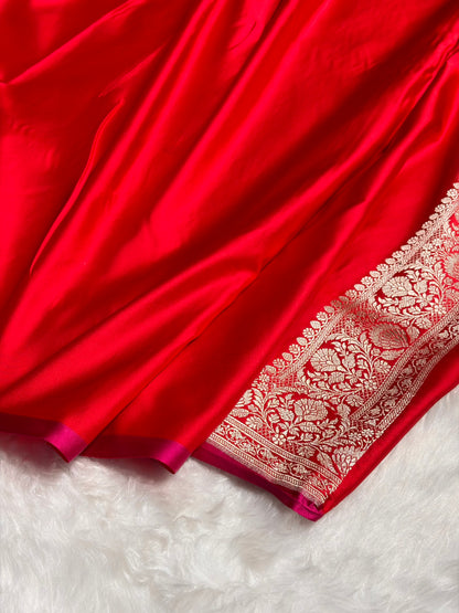 Red Shades Floral Booti Mashru Silk Saree MSM-69