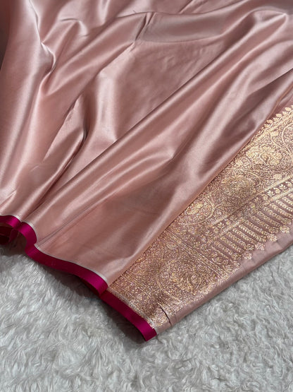 Banarasi Satin Katan Saree in Rose Gold Shades SK130