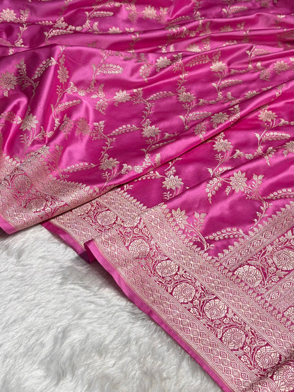 Blush Pink Jaal Mashru Silk Saree