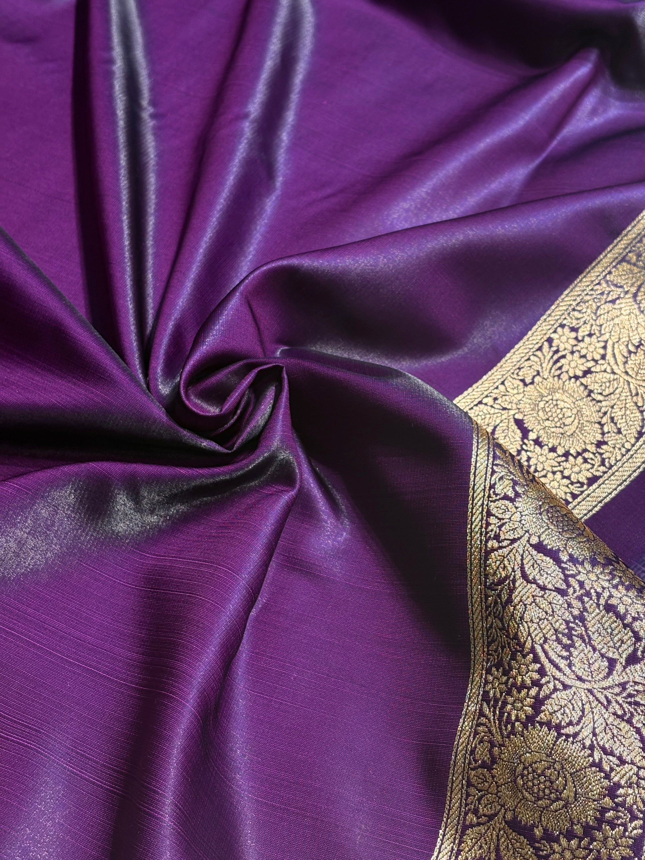 Ultra Light Weight Satin Silk Booti in Dark Purple Shades SS06
