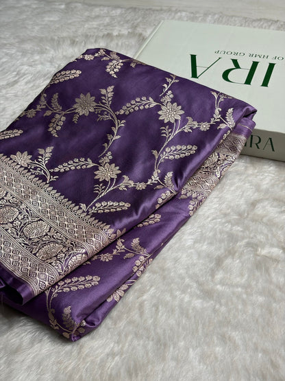Lavender Banarasi Jaal Mashru Silk Saree MS23