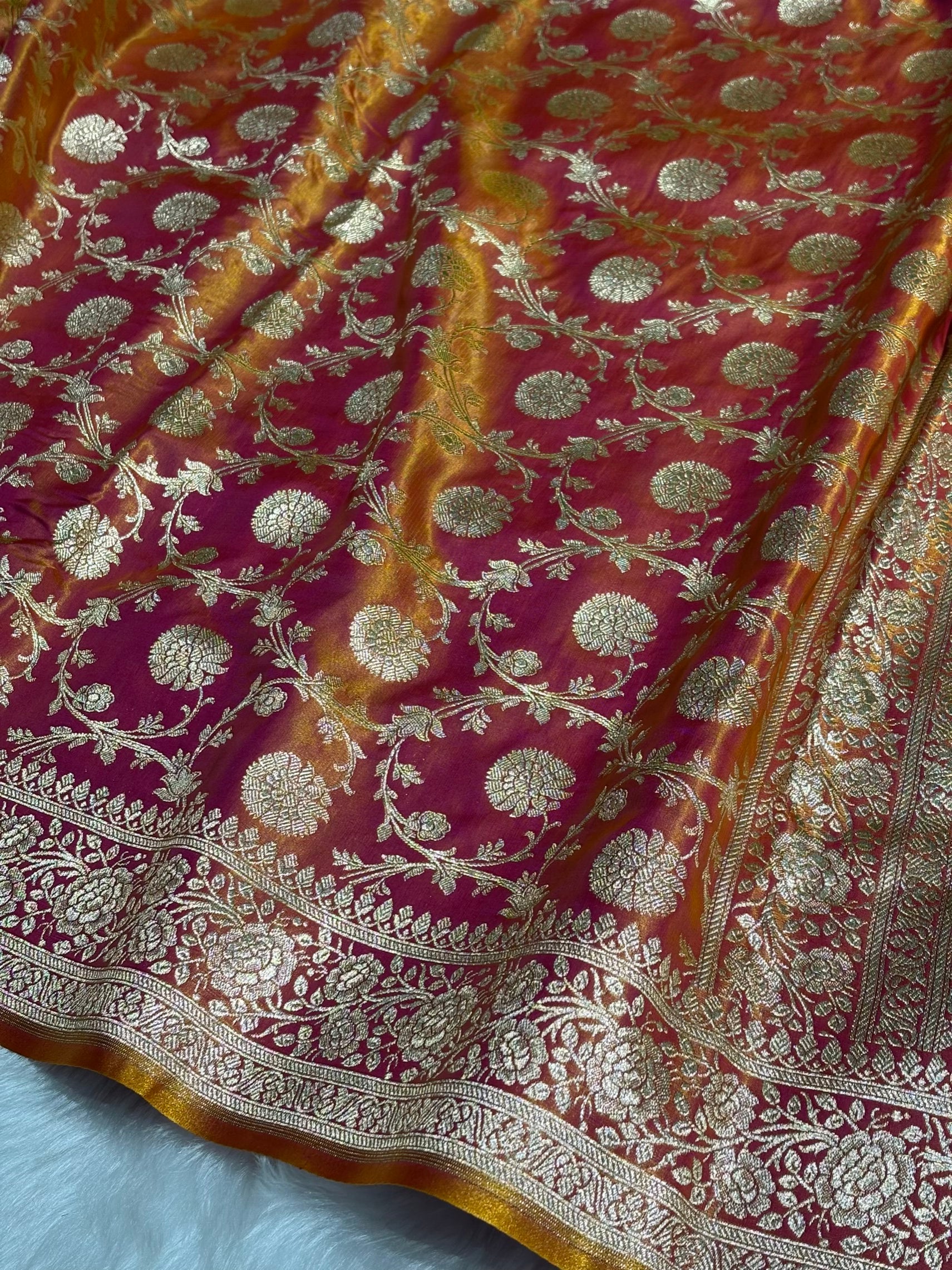 Light Weight Fire Gold shades Satin Silk Saree SS15